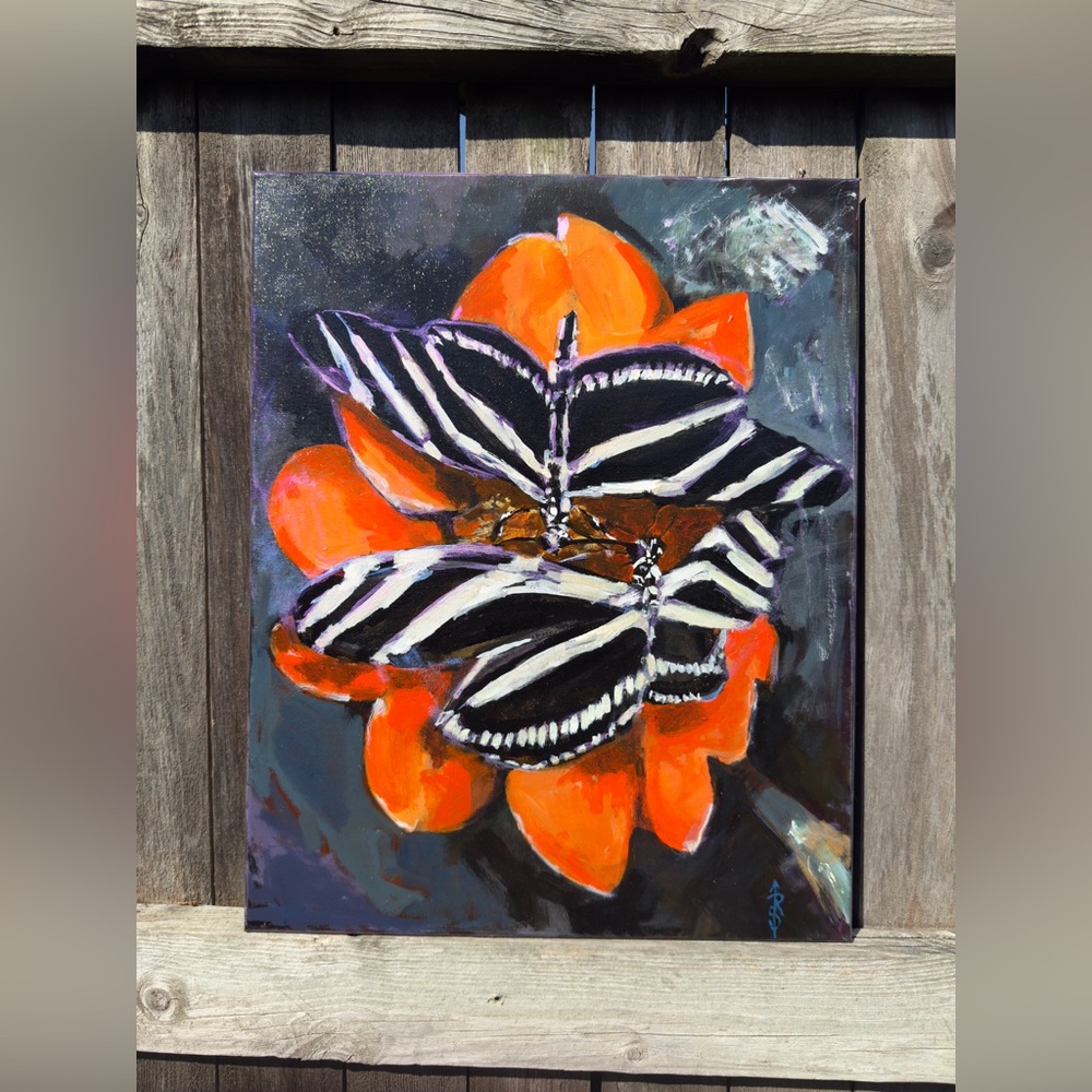 Original Acrylic Painting 16x20 inch Butterfly Artwork on canvas